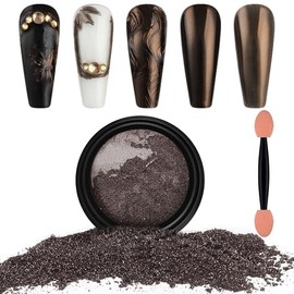 Artdone Chrome Nail Powder, Coffee Color Iridescent Aurora Powder Metallic Mirror Effect Pigment Pearlescent Mermaid Pigment Pearl Glitter Dust Kit, Nail Art Decoration, Resin Craft