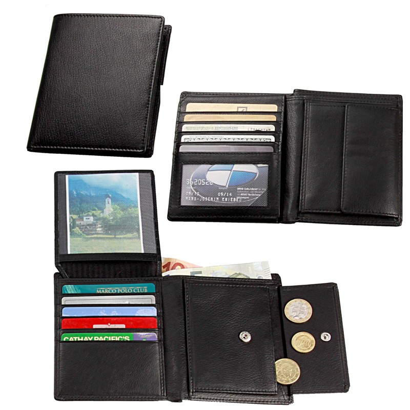 Hans Kniebes Men's Leather Wallet in Portrait Format with 11