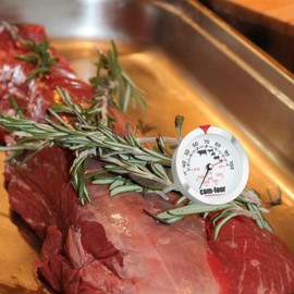 COM-FOUR® 2X Roasting Thermometer - 2-Zone Meat Thermometer with Cooking Point Control Display - Analog Grill and Oven Thermometer - Meat Needle Made of Stainless Steel (2 Pieces - 2 Zones)