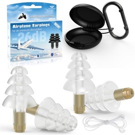 Ear Plugs for Airplane Ear Pressure Relief, 2 Pairs Soft Silicone Reusable Airplane Ear Plugs 26dB, with Silicone Connector Cord, Travel Essentials for Flying, Ear Protection Earplugs for Plane