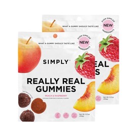 Simply Really Real Gummies | Made with Real Fruit | Peach and Raspberry | 5.3 oz (Pack of 2) | No Cane Sugar + Gluten Free + Kosher
