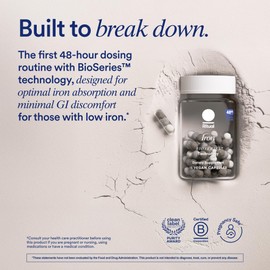 Ritual Iron Supplement to Support Low Iron Levels 60 mg | 48-hour Dosing Routine with BioSeries™ Technology plus Vitamin A and C. Designed for Optimal Absorption and Minimal GI Discomfort* 15 Servings