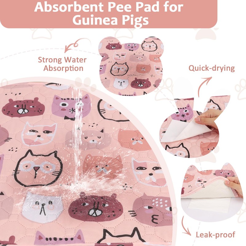 2PCS Guinea Pig Cage Liner, Reusable Pee Pads Mat for
