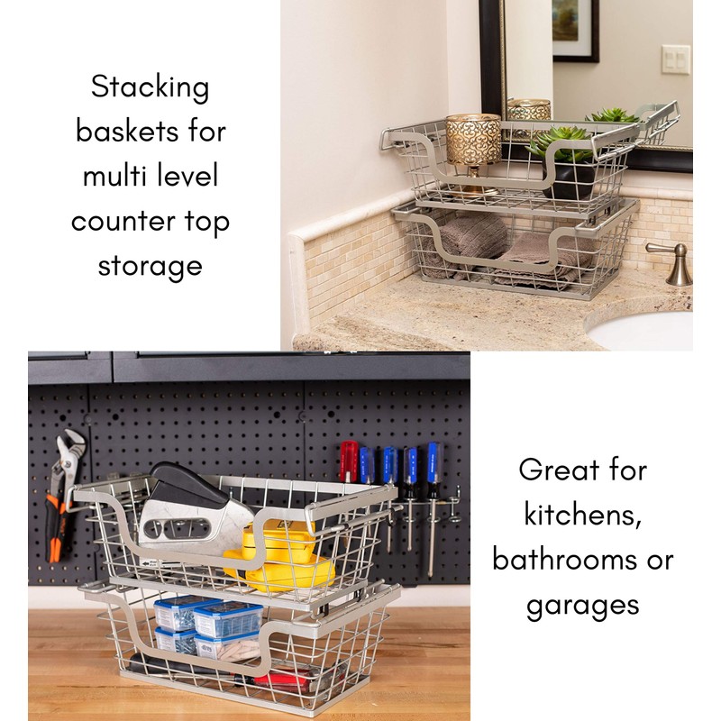 BirdRock Home Wire Basket for Storage - Set of 2