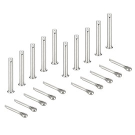 sourcing map 10Pcs M8x60mm Clevis Pins, 304 Stainless Steel Single Hole Flat Head Hitch Fastener Lock Systems with Cotter Pins for Furniture Installation Trailer Lawn Mower, Silver