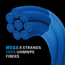 Samdely Braided Fishing Line, 8 Strands, Abrasion Resistant, No Stretch, Colored for Visibility, Saltwater/Freshwater (X8 Ocean Blue, 150LB (500 Yards))