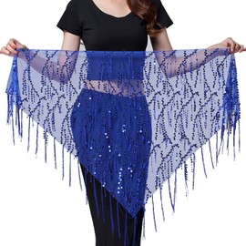 Wuchieal - Cinturón de danza del vientre para mujer, color de la cintura, para danza del vientre, Azul oscuro, One Size
