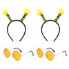 2 Pieces Bee Headbands And 2 Pieces Round Glasses, Animal