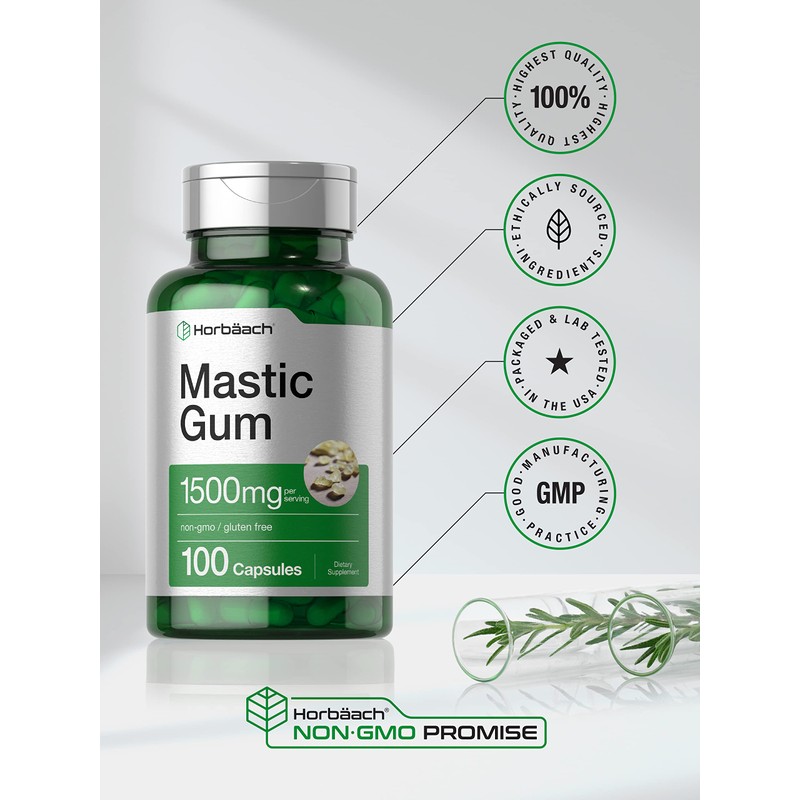Horbäach Mastic Gum | 1500mg | 100 Capsules | Non-GMO