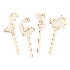 Pebaro 476 Wooden Stems Set Laser Cut Dinosaur Craft Wooden Puzzle Pre-Cut Wooden Board Includes Emery Paper Break Out Clip Together Ready Gift Idea Medium