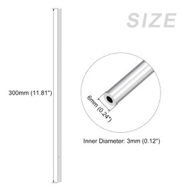 METALLIXITY 6063 Aluminum Tube (6mm OD x 3mm ID x 300mm L) 2Pcs, Aluminum Round Tubing - for Home Furnishing, Machinery, DIY Handicraft
