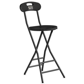 5Rcom Folding Stool, 1 Pack 24 inch Folding Bar Stool with Backrest and Handle, Foldable Stools for Adults Up to 350lbs, Collapsible Round Folding Counter Height Stool Chair for Camping Kitchen
