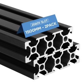 FAHKNS 2PCS 2060 Aluminum Extrusion European Standard, V Slot Extruded Aluminum, 1500mm Length Anodized Linear Rail for 3D Printer Engraving Machine Workbench DIY Black