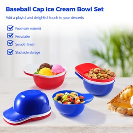 Varku 54 PCS Baseball Party Supplies, Include 54PCS 8oz Baseball Helmet Dessert Bowls Cute Mini Baseball Cap Ice Cream Bowls Appetizer Snack Cups for Baseball & Birthday Parties