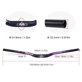 WAKE Bike Handlebar 31.8 × 720/780 mm Extra Long Wide Riser Bar 30/55 mm