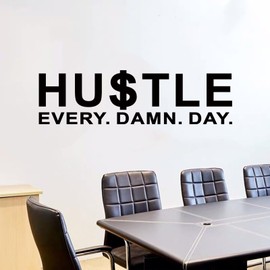 Inspirational Quotes Wall Stickers for Office: Motivational Gym School Classroom Garage Bedroom Living Room Vinyl Art Wall Decals - Hustle Every Damn Day 25" X 7"