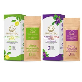 Electrolitos sin Azúcar, Hidratación en Polvo, Fórmula Premium con Minerales Escenciales y Minerales Traza. Keto, Paleo y Vegano, Paquete de 7 Sobres, Cada uno con 1 Porcion de 6.5 Gramos. (Frutos/Limonada, 2Pack)