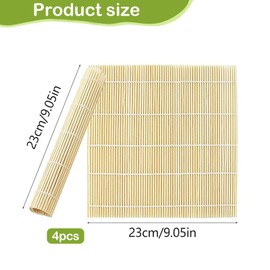 SXTDKMJ 4 PCS Sushi Making Kit, Sushi Rolling Mat Bamboo Sushi Making Mats Sushi Roller for Kitchen (23 x 24cm)