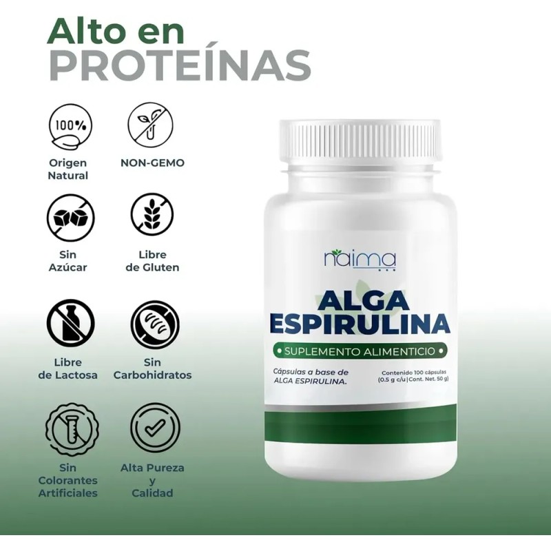 Alga Espirulina Orgánica 500 Mg Pack 3 Frascos Con 100