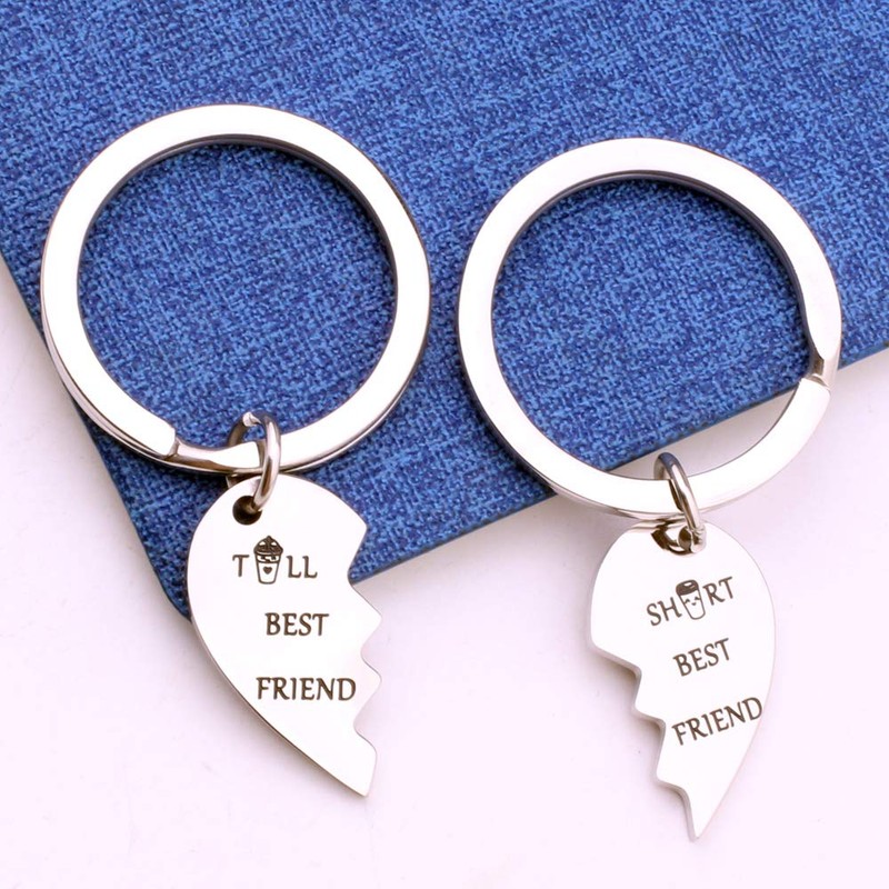 Tall and Short Best Friend Keychains Set Friendship Jewelry BFF