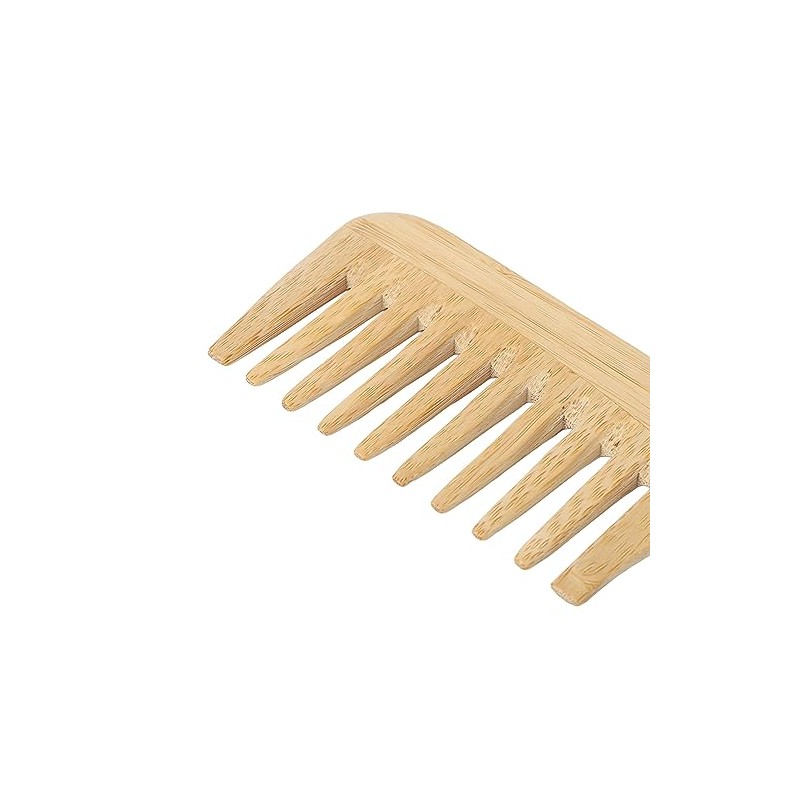 Peine de bambú de dientes anchos, antiestático, ligero y resistente.