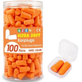 AZEN NRR - 100 pares de tapones para los oídos a granel, de espuma suave de 32 dB, para dormir con cancelación de ruido, tapones para los oídos para c