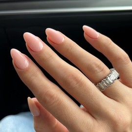 Pastel Pink Press on Nails Short Oval Nails,KXAMELIE Acrylic Nails Glue on Nails Short Almond,Soft Gel Nails Strong Nails Press ons,Fake Nails Stick on Nails for Women in 24PCS