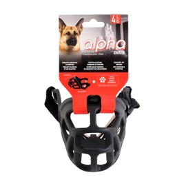 ZEUS Alpha TPR Muzzle for Large Dogs, Comfort Fit Design Prevents Biting, Barking and Chewing, Black