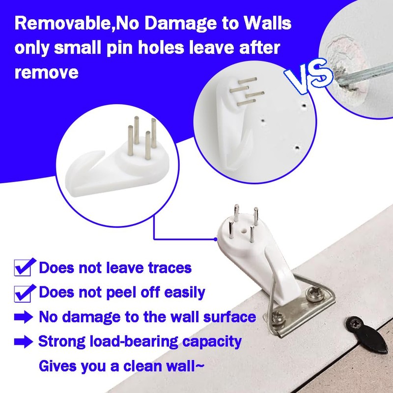 Yosawo 30 Pieces Picture Hooks Non-Trace Hook Plastic Hardwall Hanger