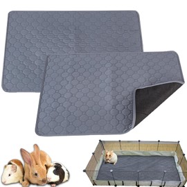 2-Pack 24”x18” Washable Guinea Pig Cage Liner - Reusable & Anti-Slip Guinea Pig Bedding, Instant Absorbent Rabbit Pee Pads, Perfect Cage Liners for Small Animals, Hamster, Puppy