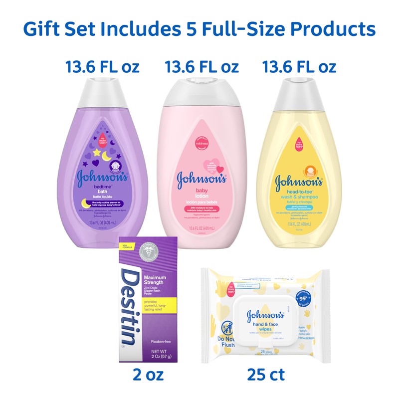 Johnson's Baby Here Comes Baby Gift Set, Baby Essentials for