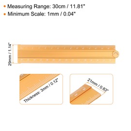 sourcing map Folding Straight Ruler 30cm Metric Aluminum Alloy Protractor Foldable Angle Ruler Geometric Measuring Tool with Angle Line for Architects Artists Office, Autumn Orange Gold