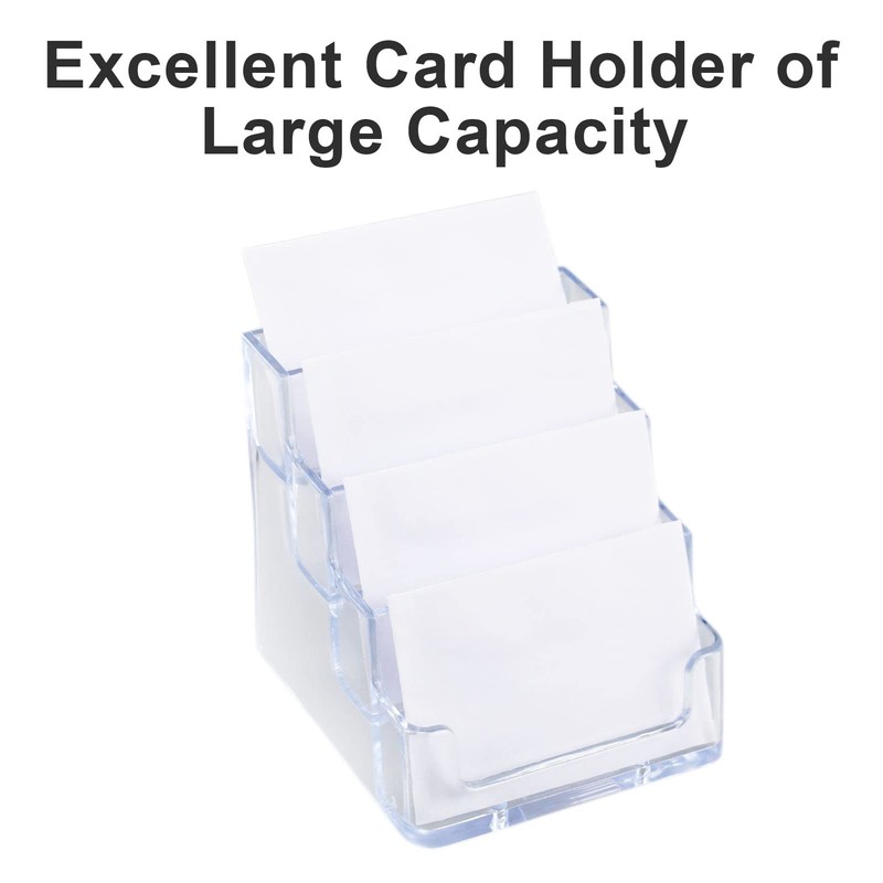 AMANDELIZABE 2 Pack Clear Acrylic Business Card Holder with 4