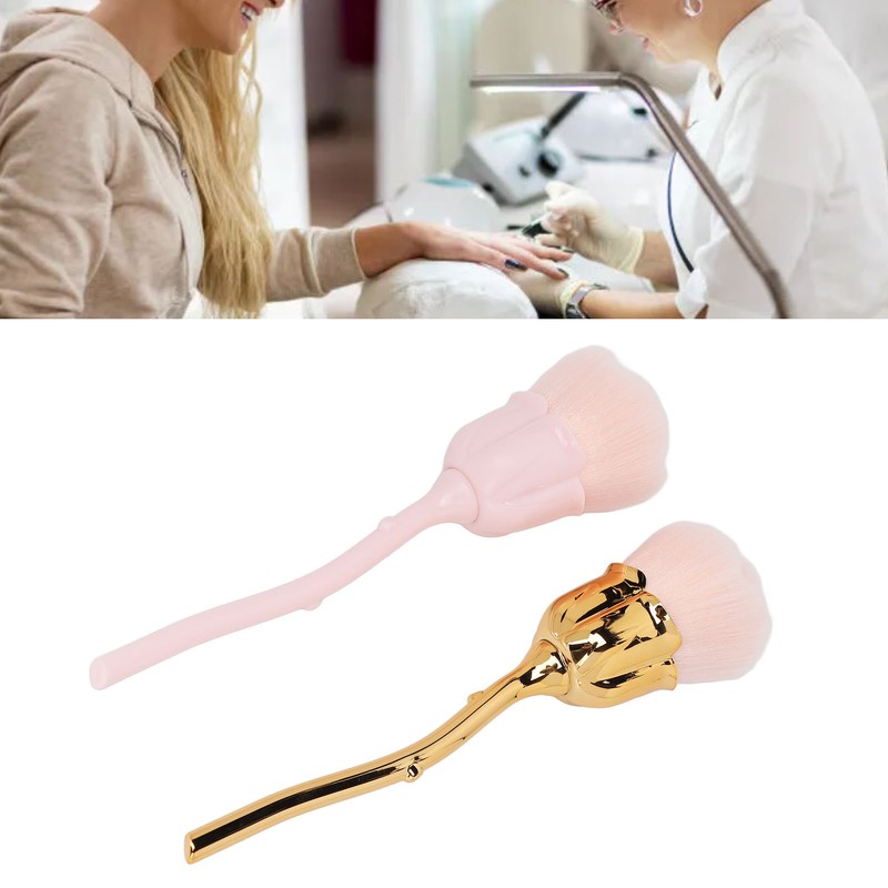 2pcs Nail Dust Remover Pink Rose Nail Powder Cleaning Brush