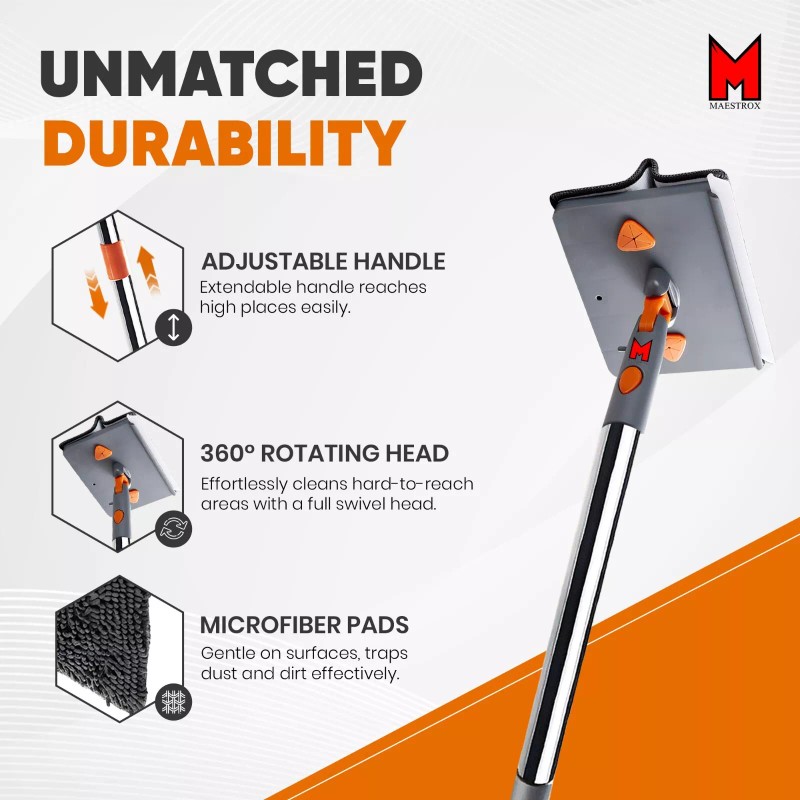 Maestrox 360° Rotating Maestrox Baseboard Cleaner Tool with Self-Squeeze Mop