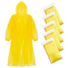 Long-Sleeve Lightweight Raincoat Poncho 40g Unisex PE for out door sport, camping, live event (5, Yellow, one size)