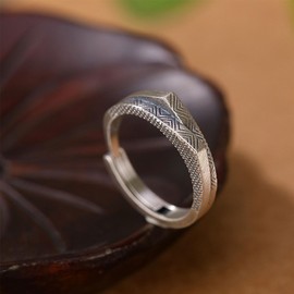 KONFEN Ring Adjustable Silver Men's Fidget Ring Double Mountain Rings Open Adjustable Men Index Finger Rings Foot Rings Two Finger Ring Vintage Retro Jewellery for Men Men Women Unisex