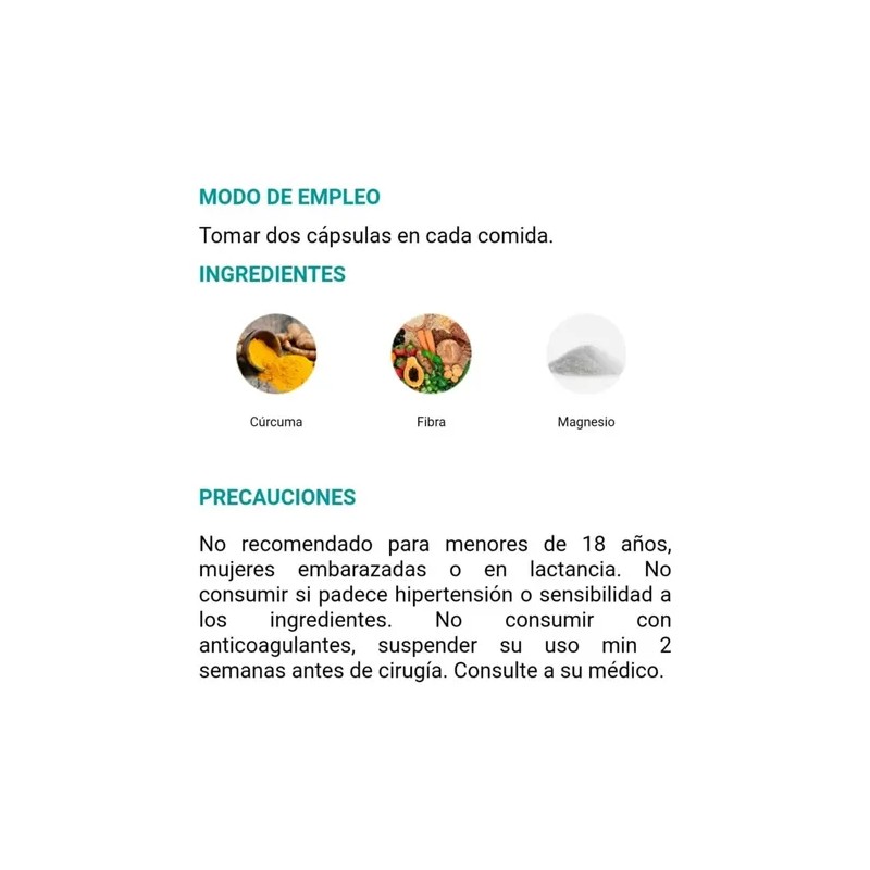 Cúrcuma Con Magnesio Vitamina C Fibra Blen Cápsulas Sabor Sin