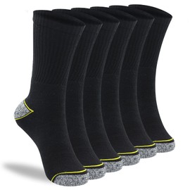 Fabriza Men's Heavy Duty Work Socks, Professional Thick Work Socks with Reinforced Heel and Toe Protection for Extra Support and Comfort (Pack of 6)