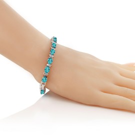 Gem Stone King 20.00 Ct Gorgeous Oval and Round 7 Inch Sparkling Cubic Zirconia CZ Tennis Bracelet For Women