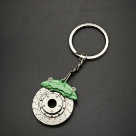 IZROLO Metal Racing Brake Disc Keyring Car Motorcycle Keychain Souvenir Gift Waist Buckle Bag Pendant (Green)
