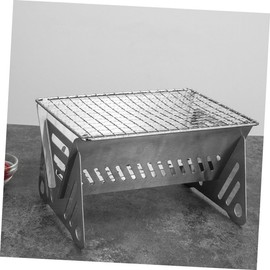 KONTONTY Stainless Steel Portable Folding Barbecue Grill for Outdoor Camping Convenient BBQ Stove for Hiking and Bonfire Activities Lightweight and Wear-Resistant Design