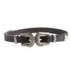 Trimming Shop Retro Women's Silver Double Buckle Faux Leather Hip