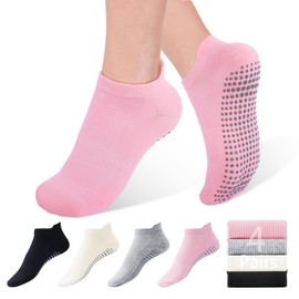 Dersoud Pilates Socks Grip for Women Non-Slip Grippy Yoga Socks Ankle for Barre, Ballet, Barefoot Training & Hospital Use