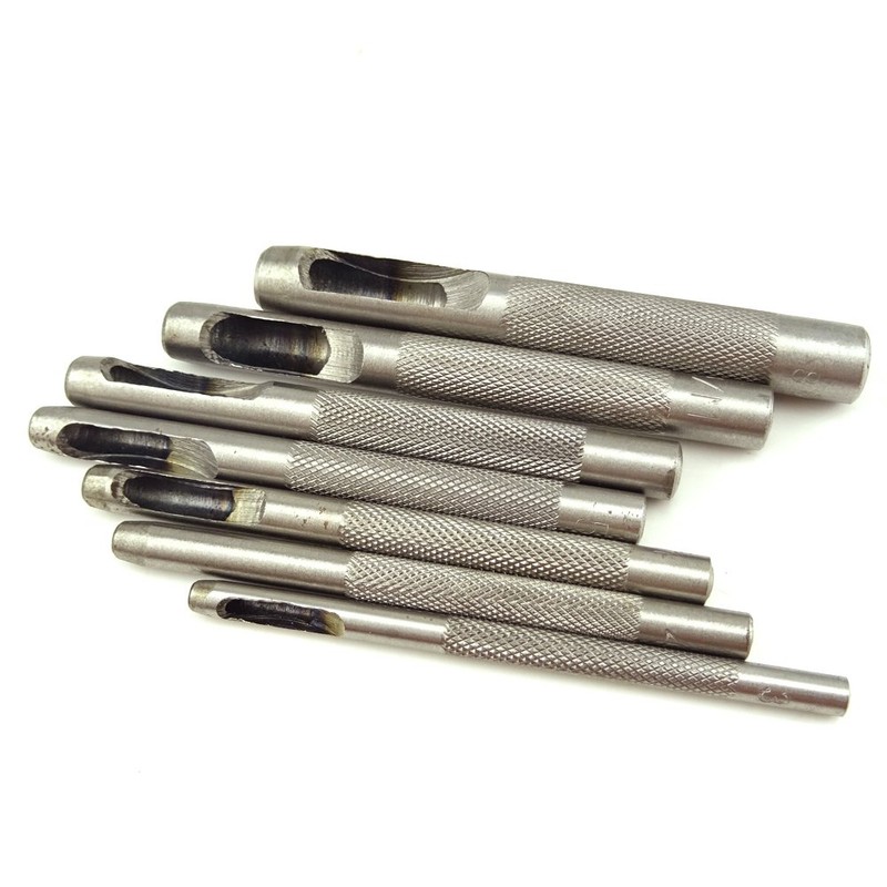 Honbay Leathercraft 7PCS Hollow Leather Hole Punch Round Hole Punch