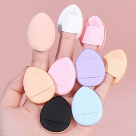 Mini Finger Teardrop Puff for Cushion Foundation & Powder - Hydrating Makeup Sponge Blue 5ea