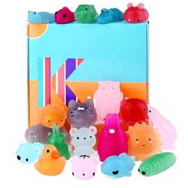 KUUQA 20pcs Glitter Squishys Toy, Squeeze Animal Toy for Sensory Adults Stress Relief Toy Birthday Party Favours for Children Goodie Bag Easter Egg Filler