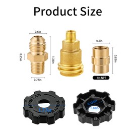3-Pack QCC1 Nut Propane Tank Adapter, Brass 1/4" x 1/4" NPT Female, 3/8" Flare x 1/4" Male Pipe Fitting, for Disposable Bottles, 1lb Propane Tanks, Camping Grill & Stove