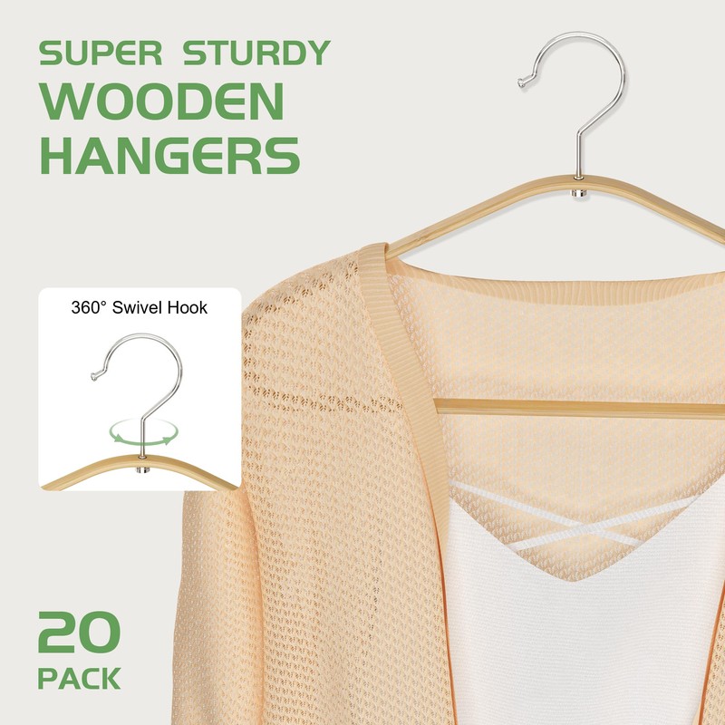 APRTAT Bamboo Hangers 20 Pack - Durable & Slim Coat