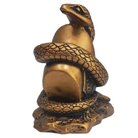 Fengshui Chinese 2025 Zodiac Statues Resin Snake and Yuanbao Figurine Wealth and Good Luck Resin Chinese Feng Shui Accessories Home Decoration W5578
